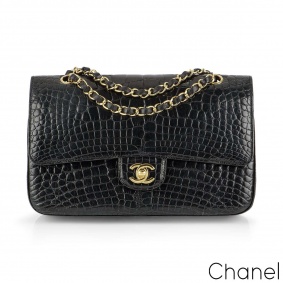 Chanel Medium Black Alligator Double Flap Bag